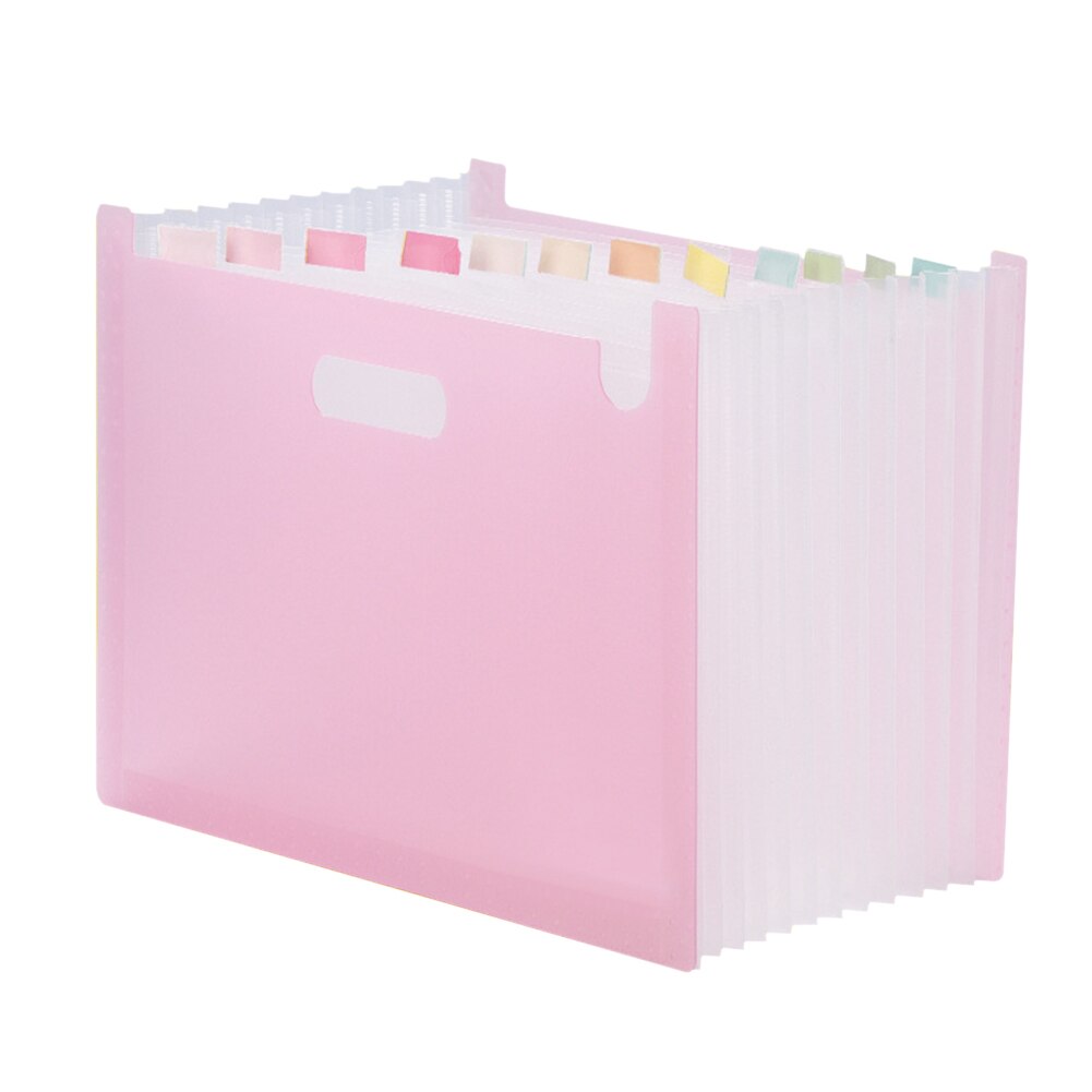 Carpeta Archivadora escolar de acordeón para oficina, 13 bolsillos con etiquetas, clasificación arcoíris, organizador de documentos A4 de gran capacidad: Rosa