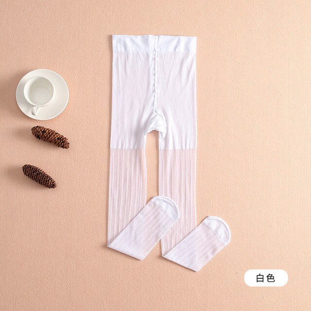 Pantimedias de rayas verticales ultrafinas para niños y niñas, medias de malla antigancho, novedad de verano: Blanco / Children 90-105cm