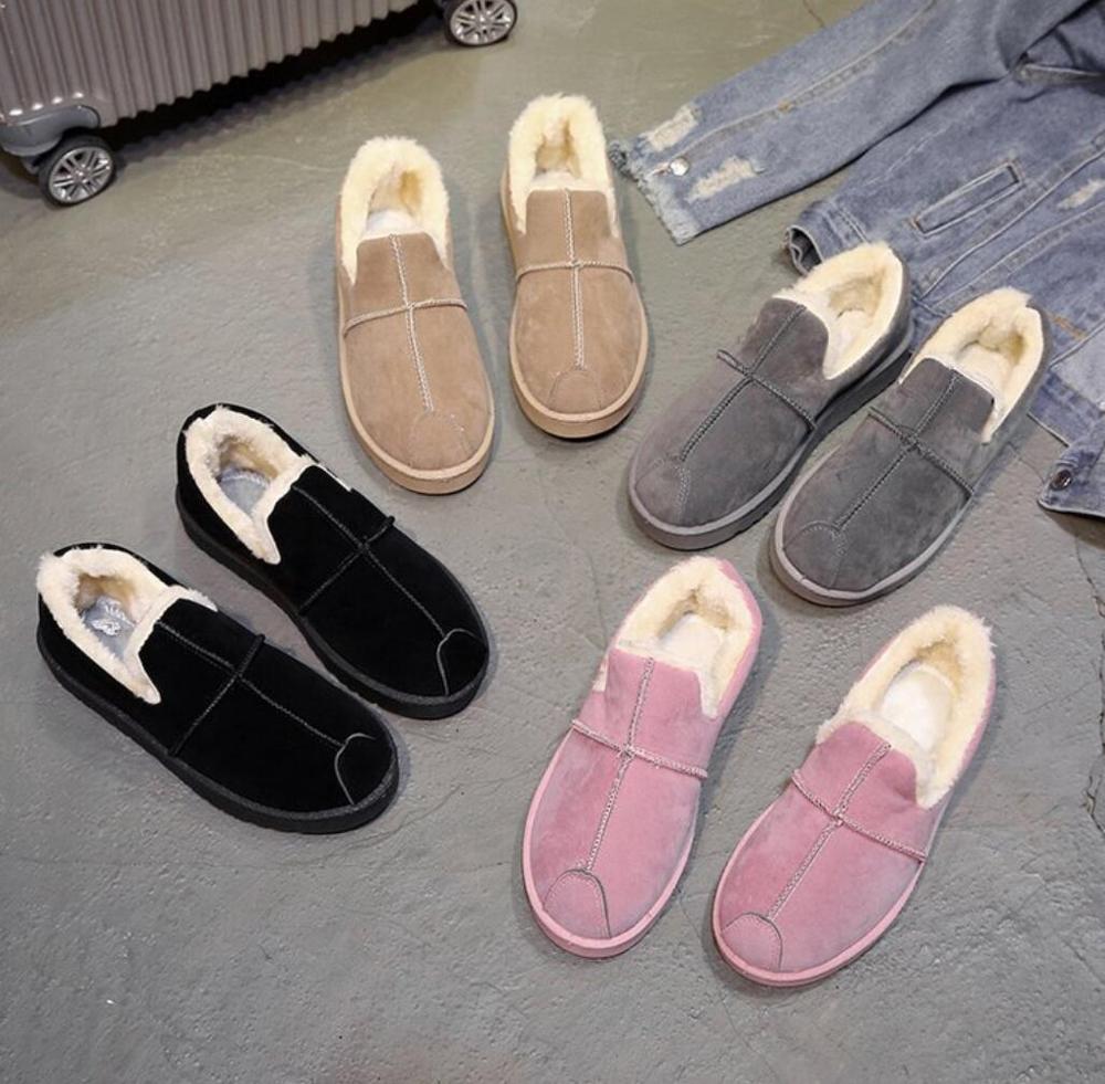 Bont Warm Loafers Winter Vrouwen Schoenen Vrouw Flats Pluche Dames Schoenen Casual Slip-On Sneeuw Schoenen Zapatos de Mujer
