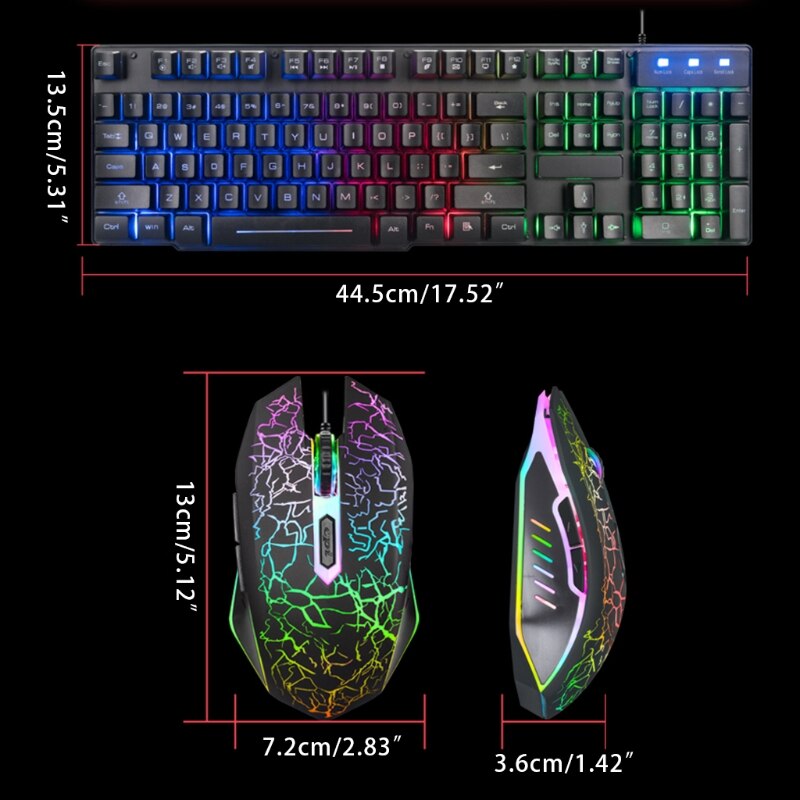 Mechanische Toetsenbord Muis Rainbow Backlit Mechanische Gevoel 104 Toetsen Voor Desktop