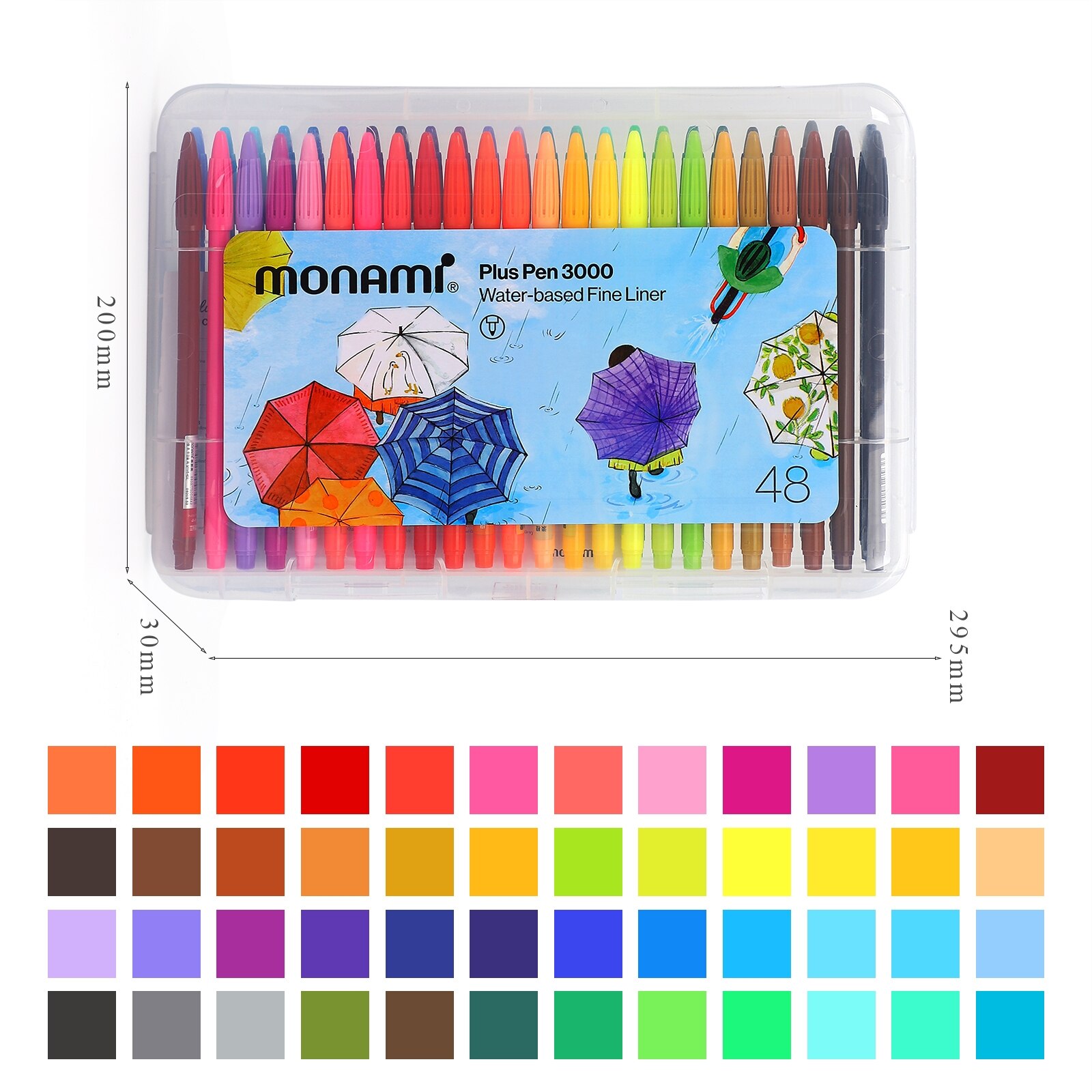 JIANWU Monami 3000 puls 48 farben/Kasten Aquarell Stift einstellen Schüler Farbe Skizze Stift Süssigkeit Farben 0,4mm Haken linie Stift Kunst Liefert: 48 Farben