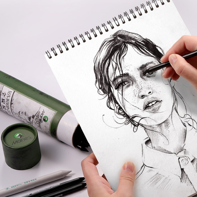 Lápices de grafito sin madera, conjunto de lápiz para artista de dibujo de grafito todo en grafito, carboncillo de arte completo NO.C7346