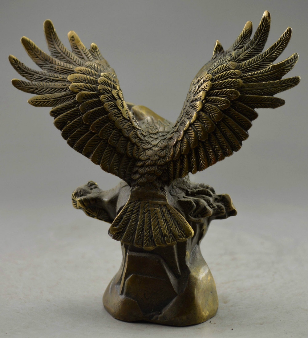 Rare Old Collectible Decorated Old Handwork Copper Carved Eagle Tree Statue copper tools wedding Decoration Brass Bronze