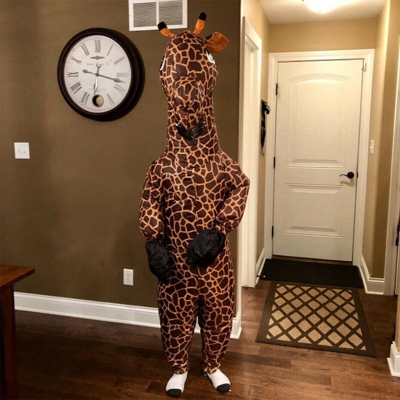 Costumes de mascotte de girafe gonflable d'halloween pour adulte intéressant scène Performance Cosplay robe de jeu de fête