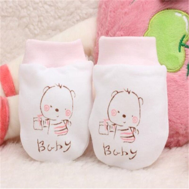 Cartoon Patroon Anti-Grijpen Handschoenen Vier Seizoenen Pasgeboren Veiligheid Voor Pasgeboren Bescherming Gezicht Baby Mitten: pink baby