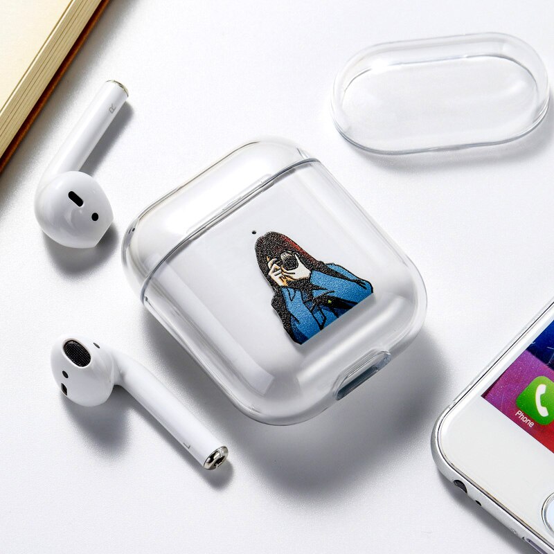 Case For Airpods Apple Case Cover Luxury Cartoon Cat Painted Hard Case Transparent On Air Pod Protective Cover for Airpod 1 2: 057