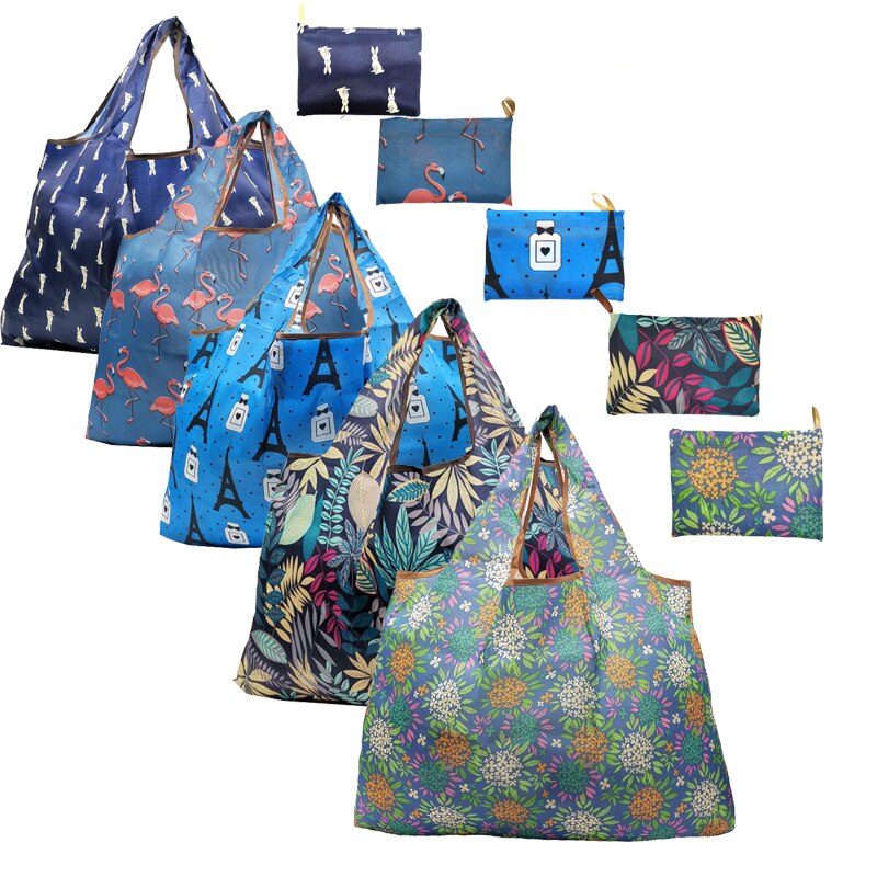 Nouveaux sacs à provisions réutilisables grande capacité sac fourre-tout à fleurs pliable sacs d'épicerie résistants