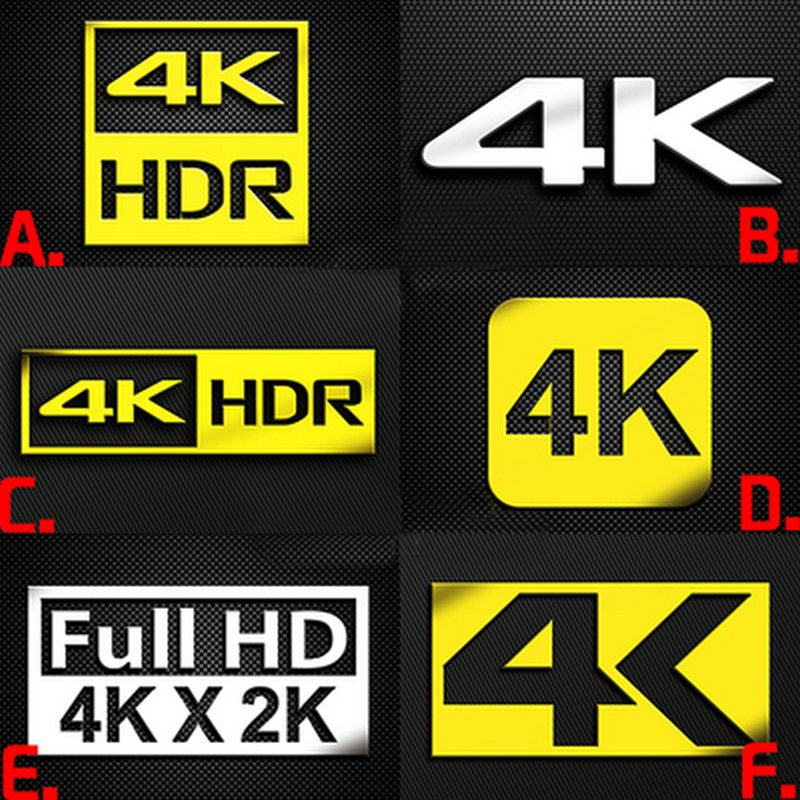 Etiqueta 4K HDR FHD HD, Monitor de TV, cine en casa, teléfono móvil, pegatina de Metal, pegatina de transferencia