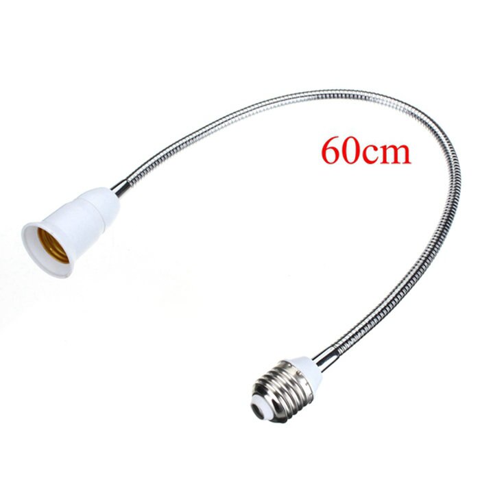 E27 20CM/30CM/40CM/60CM LED Bulb Lamp lighting elongation Holder Flexible Extension Adapter Converter White cable lights
