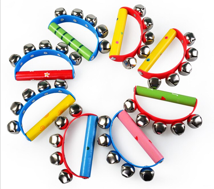 instruments unisex cheering stick Wooden Toys Baby Kindergarten Semicircle Five Hand Bell Hit The Dance Musical Instruments
