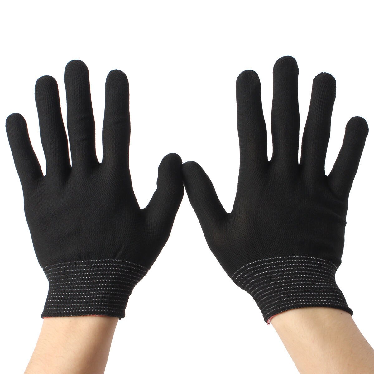 Guantes antiestáticos de seguridad laboral, manoplas antiestáticas de punto de nailon electrónico, negro/blanco, 2/4/10 pares: Black / 10Pairs