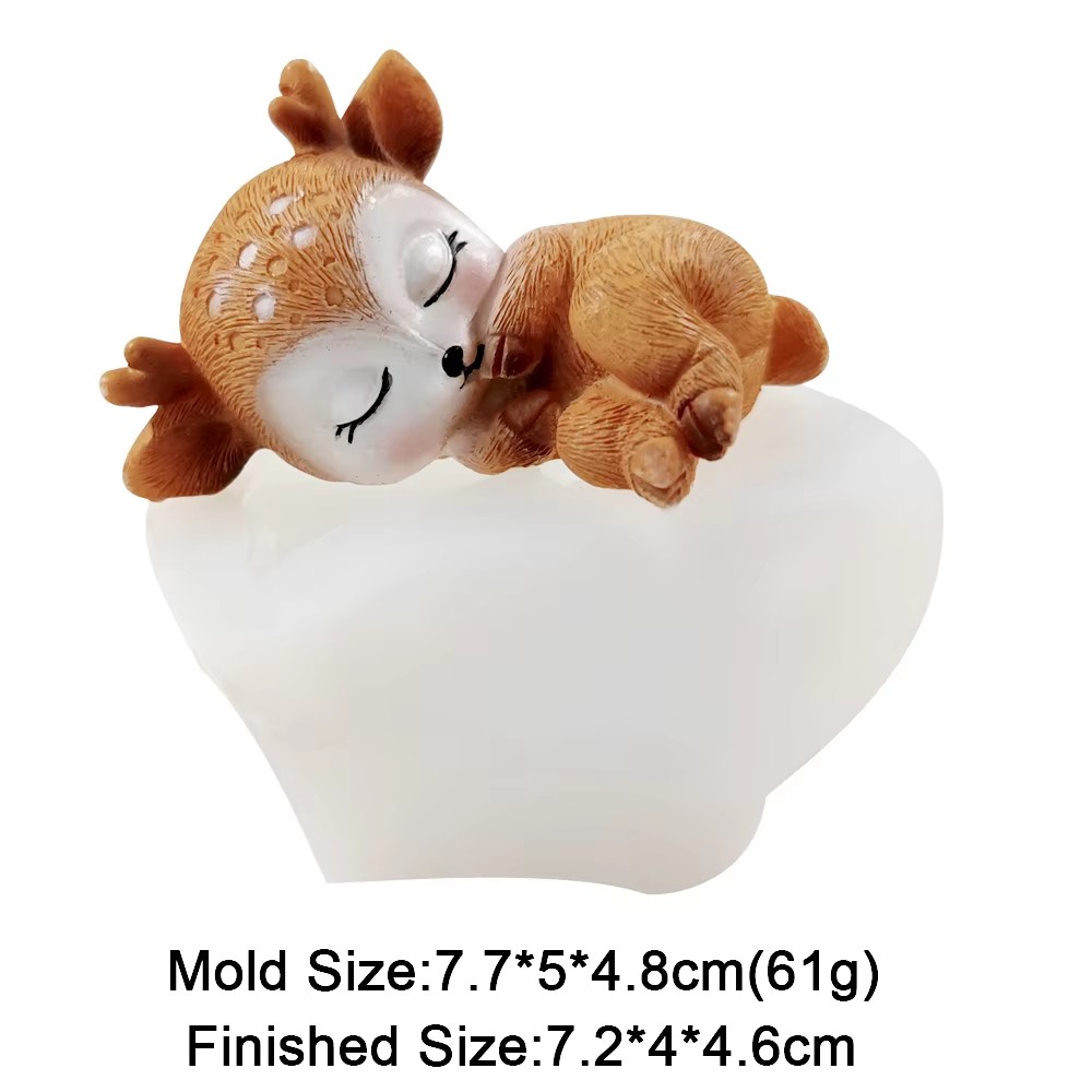 Moule en Silicone cerf Sika, bricolage 3D, bougie de noël, fabrication de savon, argile animale, outils décoratifs, Mastic, ornements en gypse: GRIS FONCÉ