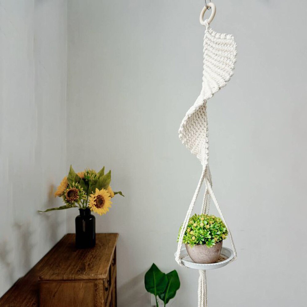 Handmade Macrame Plant Hanger Flower Pot Hanging Planter Basket Support for Flower Stands Wall Hangers Garden Balcony Decoration: A