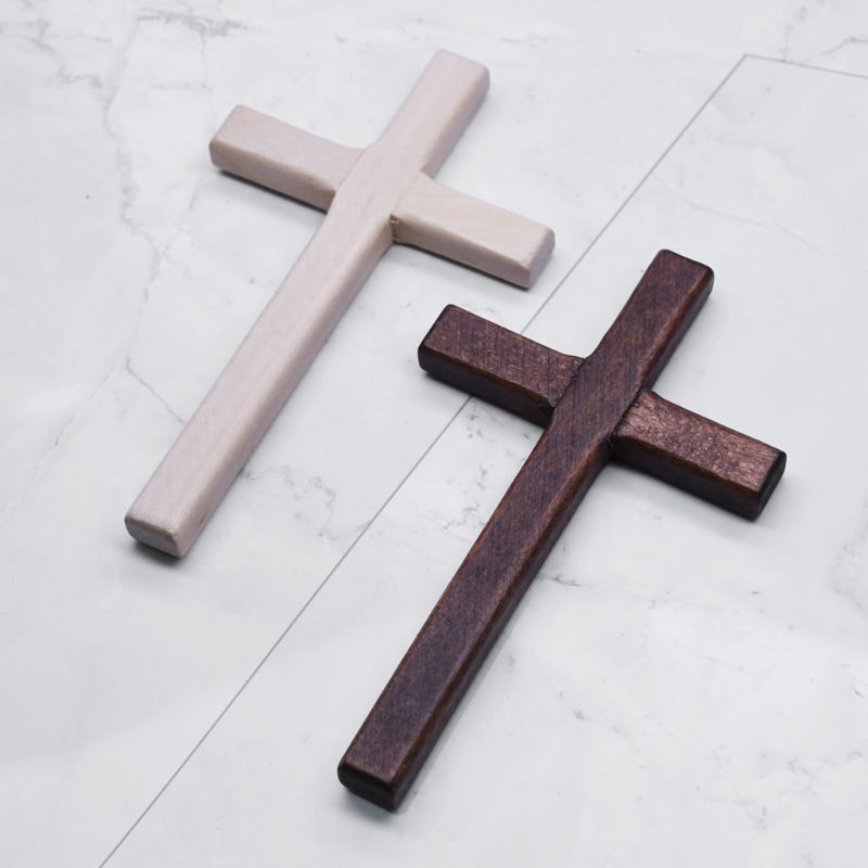 2 Stuks Handgemaakte Houten Kruisbeeld Kruisen Jezus Christus Ornamenten Religieuze Hanger