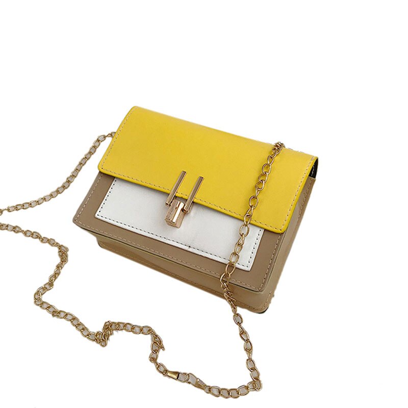 Schoudertas Voor Vrouwen Mode Pu Lederen Crossbody Tas Avond Clutch Portemonnee Met Metalen Ketting: YELLOW