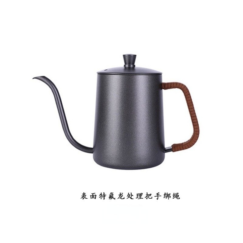 Drip Kettle 350ml 600ml Coffee Tea Pot Non-stick Coating Food Grade Stainless Steel Gooseneck Drip Kettle Swan Neck Thin Mouth: black-2 600ml