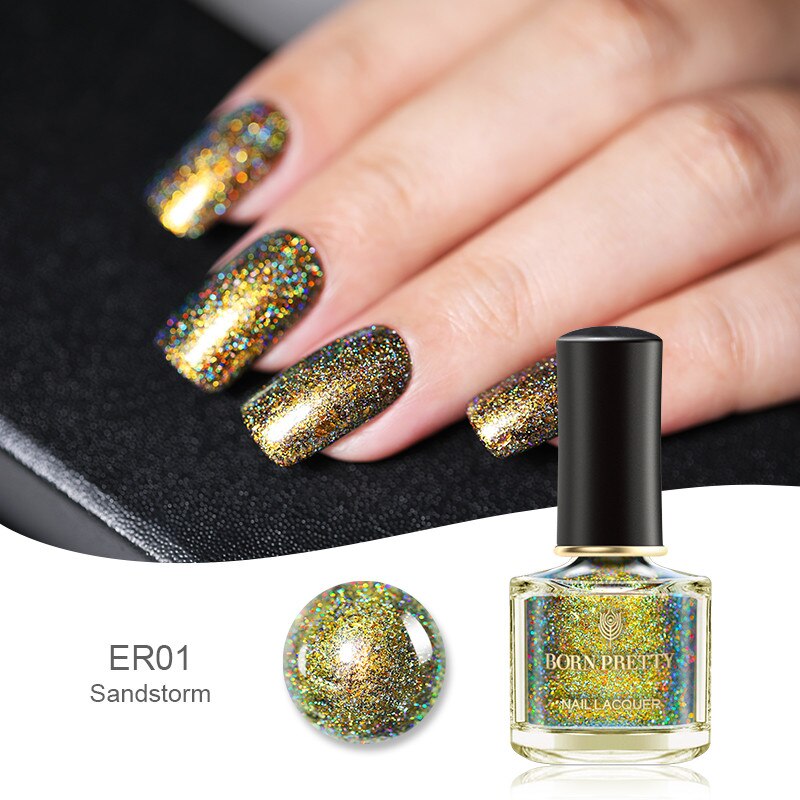 GEBOREN ZIEMLICH 6ml Pfau Holographische Nagellack nagel Wirkung Lange Anhaltende Nagellack glänzend funkeln Pailletten Nagel Kunst Mangel: BP01