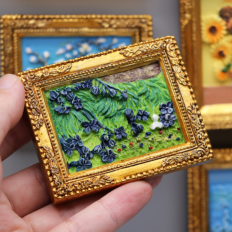 Verdensberømt maleri van gogh maleri billedramme 3d køleskabsmagneter stjernehimmel solsikke siesta køleskab klistermærker