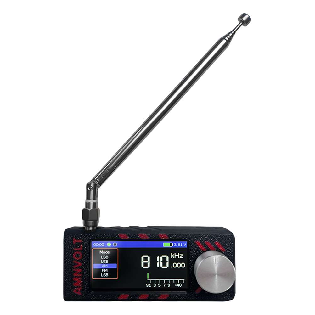 ATS MINI PRO Mini Pocket Radio SI4732 0.5-108mhz HF SW MW VHF All Band Radio LSB USB AM FM 1.9in Screen Donut＋Telescopic Antenn: black