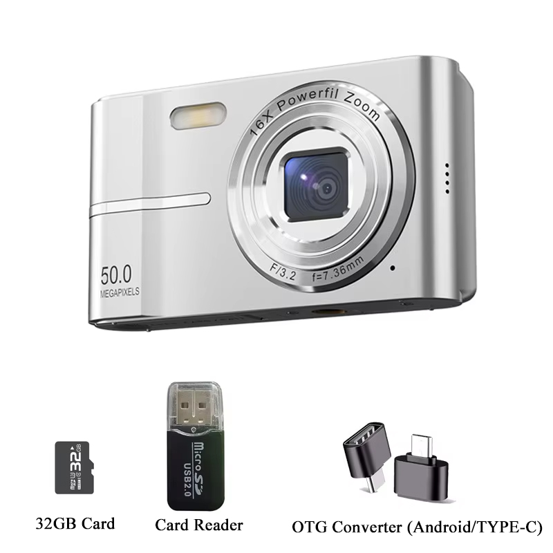 Xiaomi Mini 4K Digital Camera 50MP 16X Child Camera Outdoor Anti-Shake Digital Camera Flash Light Video Recorder Small Camcorder: GRAY