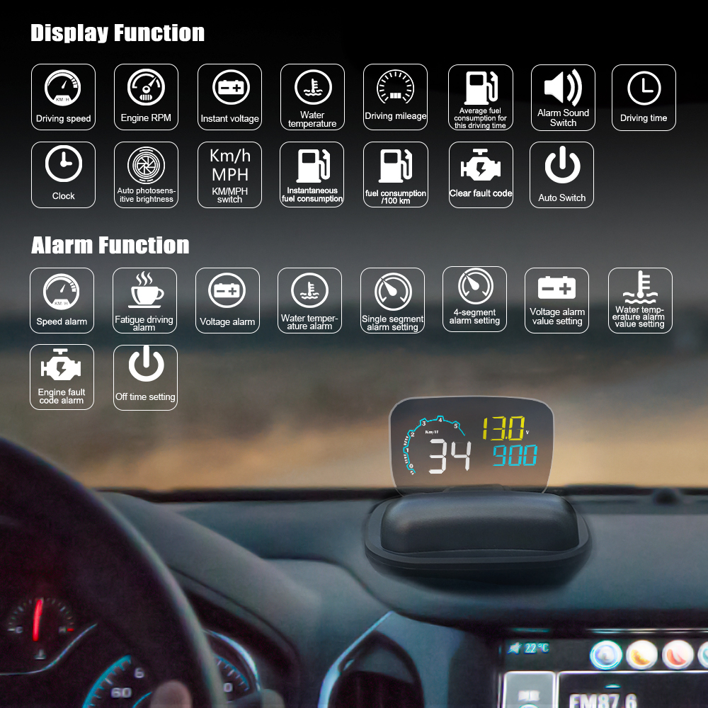 HUD Display C600 Head Up Display Car HUD C600 OBD OBD2 Projector Digital Speedometer Head Up Display Car Speed Security Alarm