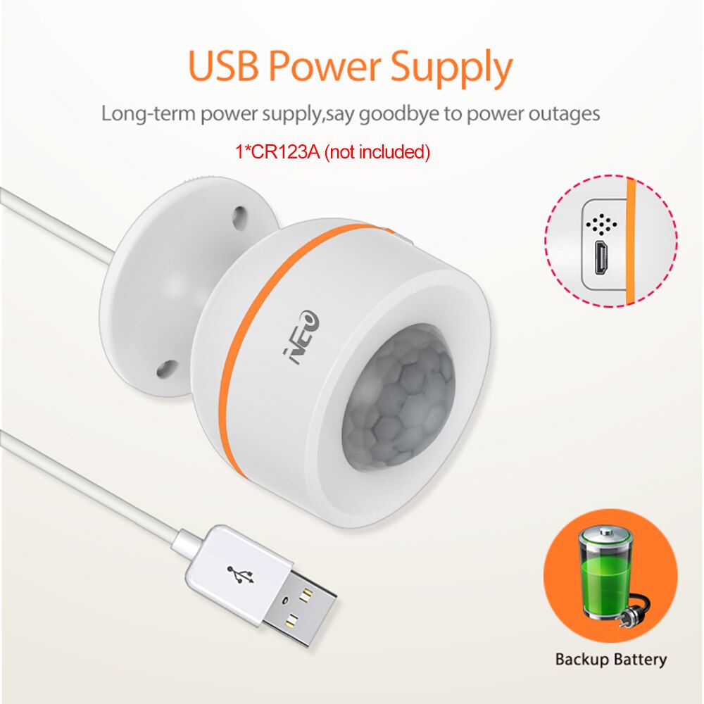 NEO Tuya Powered ZigBee PIR Motion Sensor Built-in Temperature Humidity Sensor Wireless Passive Infrared Detector Burglar Alarm