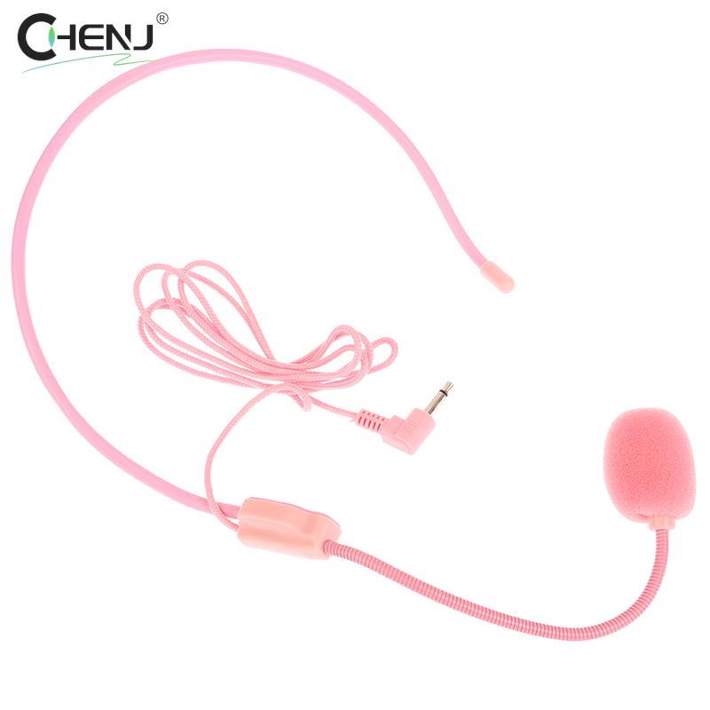 1 stücke 3,5mm kopf getragenes kabel gebundenes Mikrofon Headset rosa Sprach verstärker Lautsprecher klares Klang mikrofon für Konferenz führer Sprach lehrer