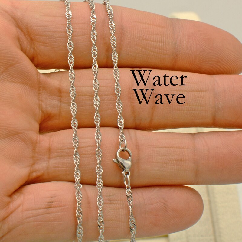 20 pcs - Water-wave Chain Necklace, Stainless Steel Waterwave Twist Chain Necklace 16 18 20 22 24 inch for Women Jewelry