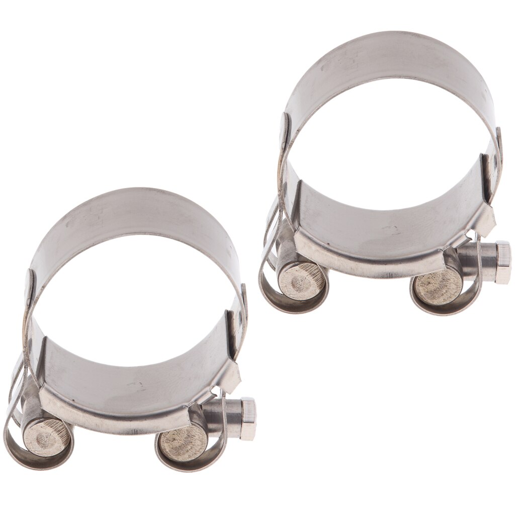 2pcs Stainless Steel Clamp Clip Ring Motorcycle Bike Exhaust Muffler 44-47mm