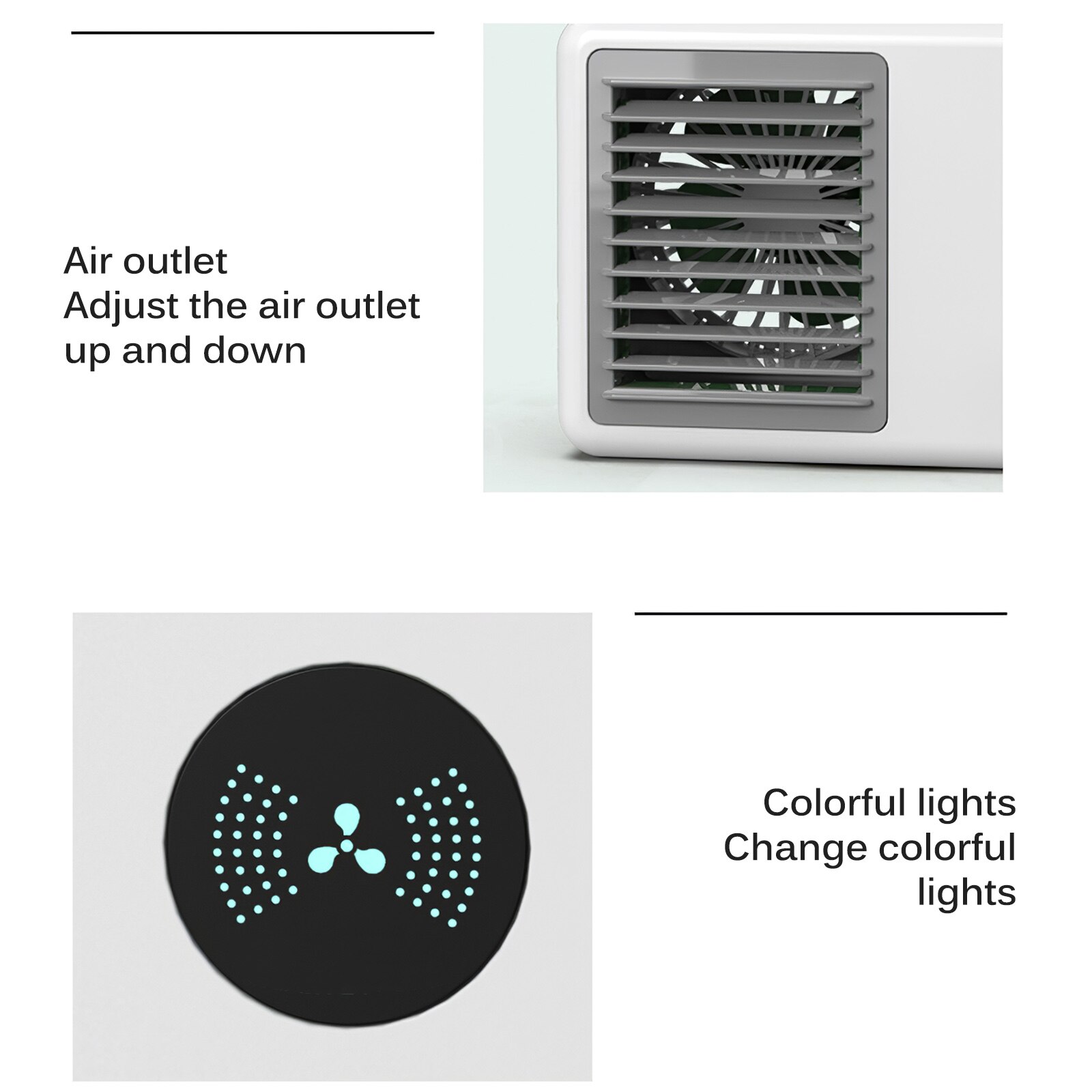 mini air cooler fan air conditioner light USB portable desktop air cooling fan humidifier office bedroom purifier 400ML 2000mAh