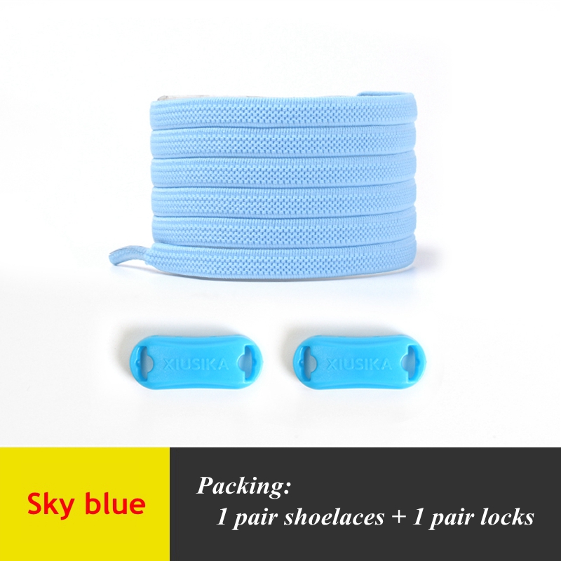 Cordones sin atar para zapatillas de deporte para niños y adultos, cordones elásticos para zapatos planos, cordones para perezosos, 24 colores, 1 par: Azul cielo