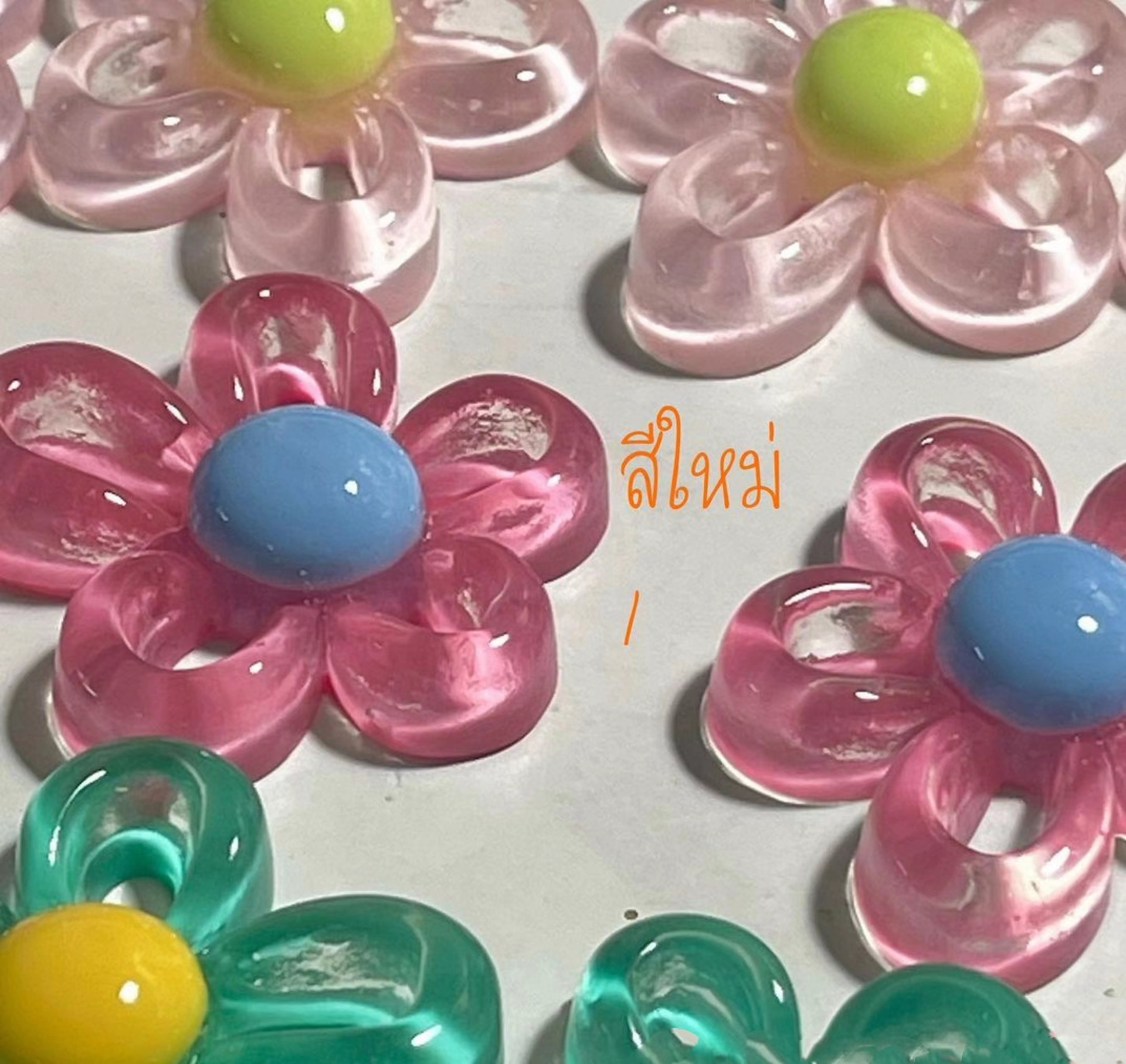 Ciondolo fiore acrilico colorato Collana linea di cera Collo di moda Catena fatta a mano Fascino Dichiarazione Pendolo da donna Regalo di gioielli Y2K