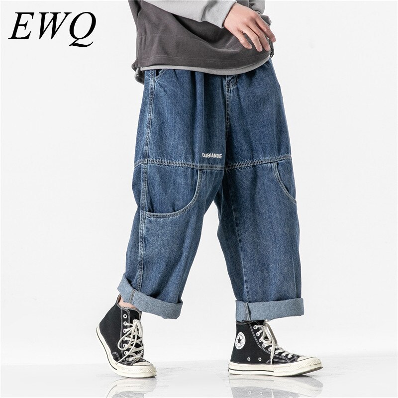 Ewq Herenkleding Lente Mode Denim Broek Jeans Met Pocket Vintage Losse Denim Haren broek 9Y791