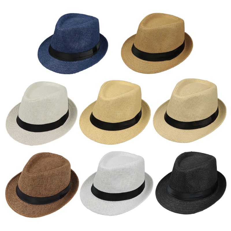 Kinderen Kids Zomer Strand Strooien Hoed Jazz Panama Trilby Fedora Hoed Gangster Cap Outdoor Ademend Hoeden Meisjes Jongens Zonnehoed