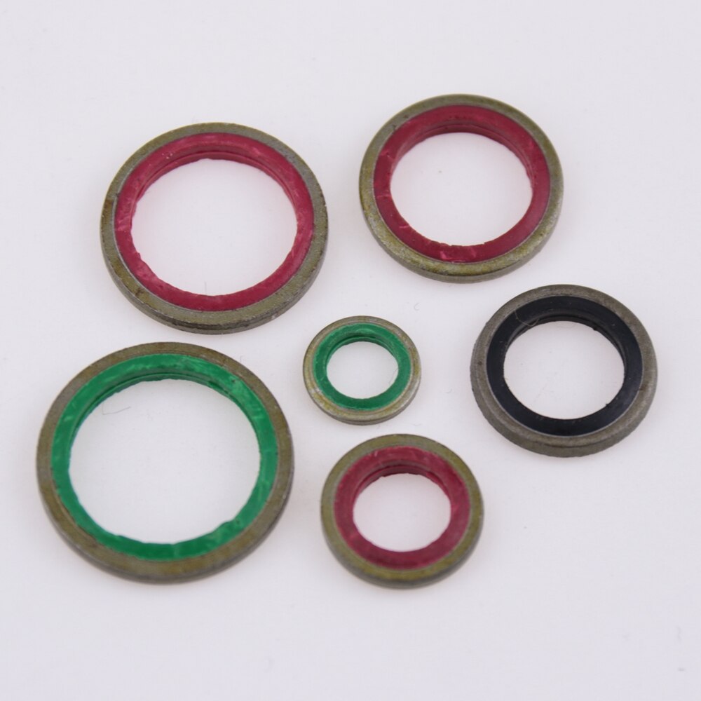 100 stk  m6 m8 m10 m12 m14 m16 højtryks hydraulisk gummi olierør tætning pakning nbr metal tætningsring sortimentssæt