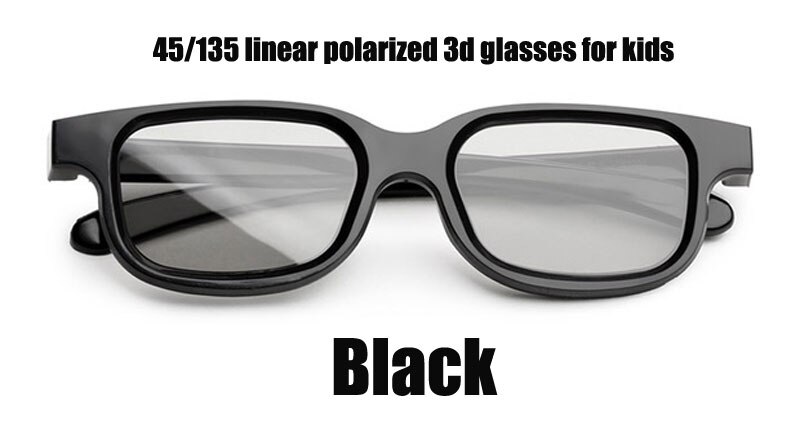 Hajtänder 50 st/lot gulorange barn 3d glas linjär polarisering 45/135 grader linjär polariserad 3d glas för barn: Svart
