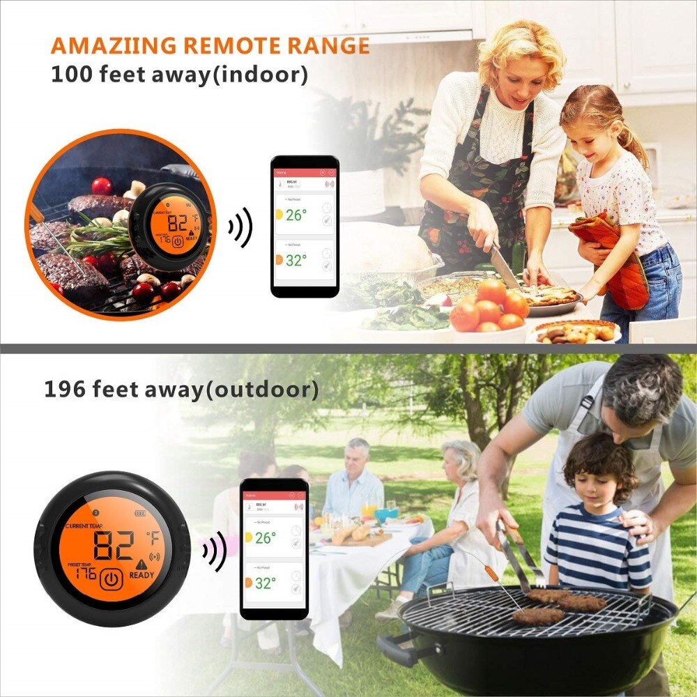 Cooking Thermometer Bluetooth Wireless Remote kitchen thermomertoven grill bbq Thermometer Digital smart with 6 Probe