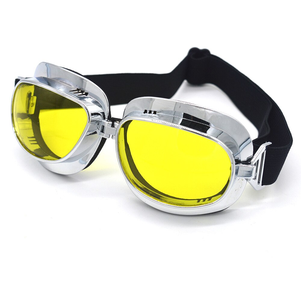 Mooreaxe motorcykel beskyttelsesbriller retro pilot steampunk jet hjelm beskyttelsesbriller maske cykling oculos gafas vintage beskyttelsesbriller: Gul linse