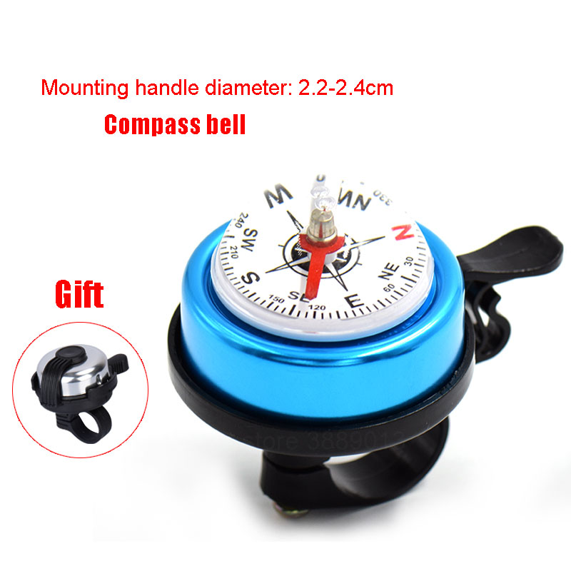 Mountain Bike Compass Bell Speaker Folding Bicycle Horn Loud Handlebar Ring Road Bike Alarm System MTB Cycling Accessories Parts: B-Blue