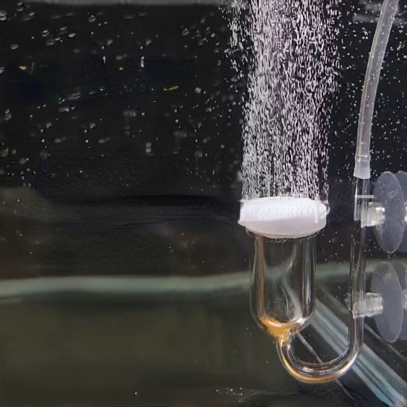 Aquarium  co2 system diffuser u-formet glas bøjet rør sugekop akvarium  co2 boble forstøver reaktor akvarie tilbehør