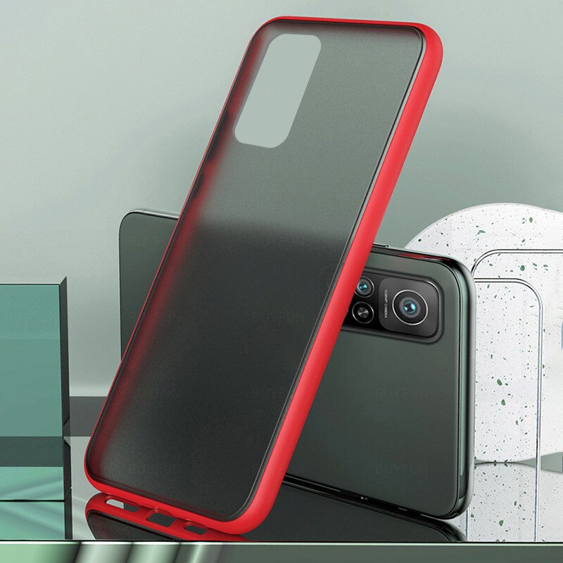 Przezroczyste matowe pokrowce na telefony dla xiaomi mi10t xiaomi xiaomi mi 10 t 10 t t10 xiaomi10t pro case silikonowe odporne na wstrząsy coque fundas: mi 10t pro / red