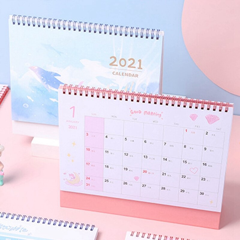 Tegneserie trykt kalender ins stil kirsebærblomst skrivebord kalendere dagligt planlægning  .08.12