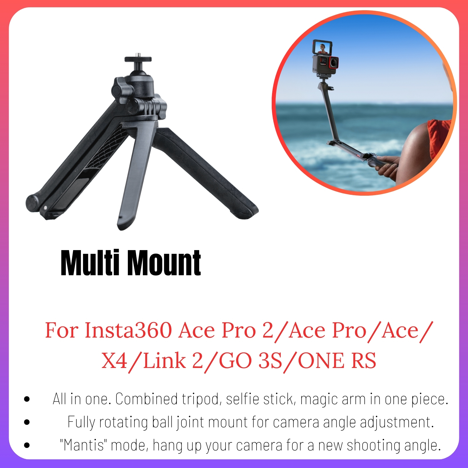 Insta360 Ace Pro 2 accesorios protector de lente Original Mini funda de cámara GPS cargador de batería remoto montaje de zapata fría adaptador de micrófono engranajes