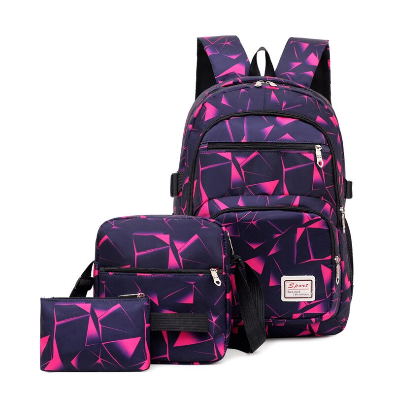 waterproof School Backpacks 3 pcs Girls boys Children Backpack School Bags set Kids Backpack schoolbag kids Mochila Escolar: purple
