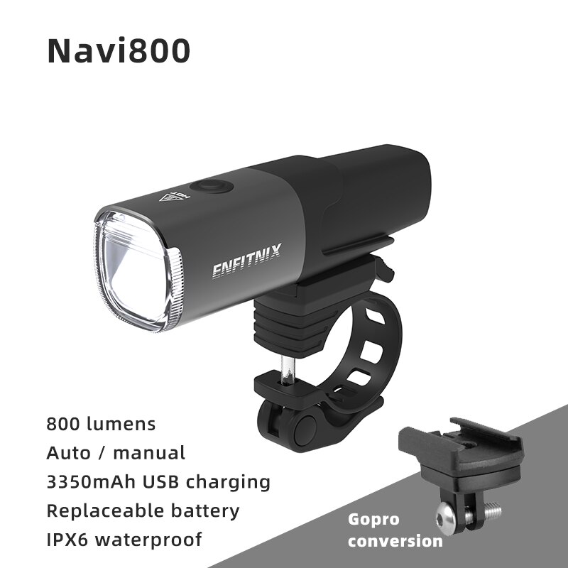 Enfitnix Navi800 Fietslicht Smart Fiets Led Koplamp Usb Oplaadbare Fietsen Voor Lamp Zaklamp Beugel Accessoires: Navi800