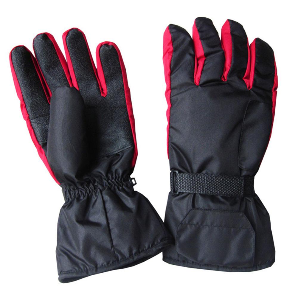 Battery-Type Heated Gloves Carbon Fiber Heating Gloves Battery Electric Skiing Motorcycle Heated Gloves Winter gant chauffant: RD BK