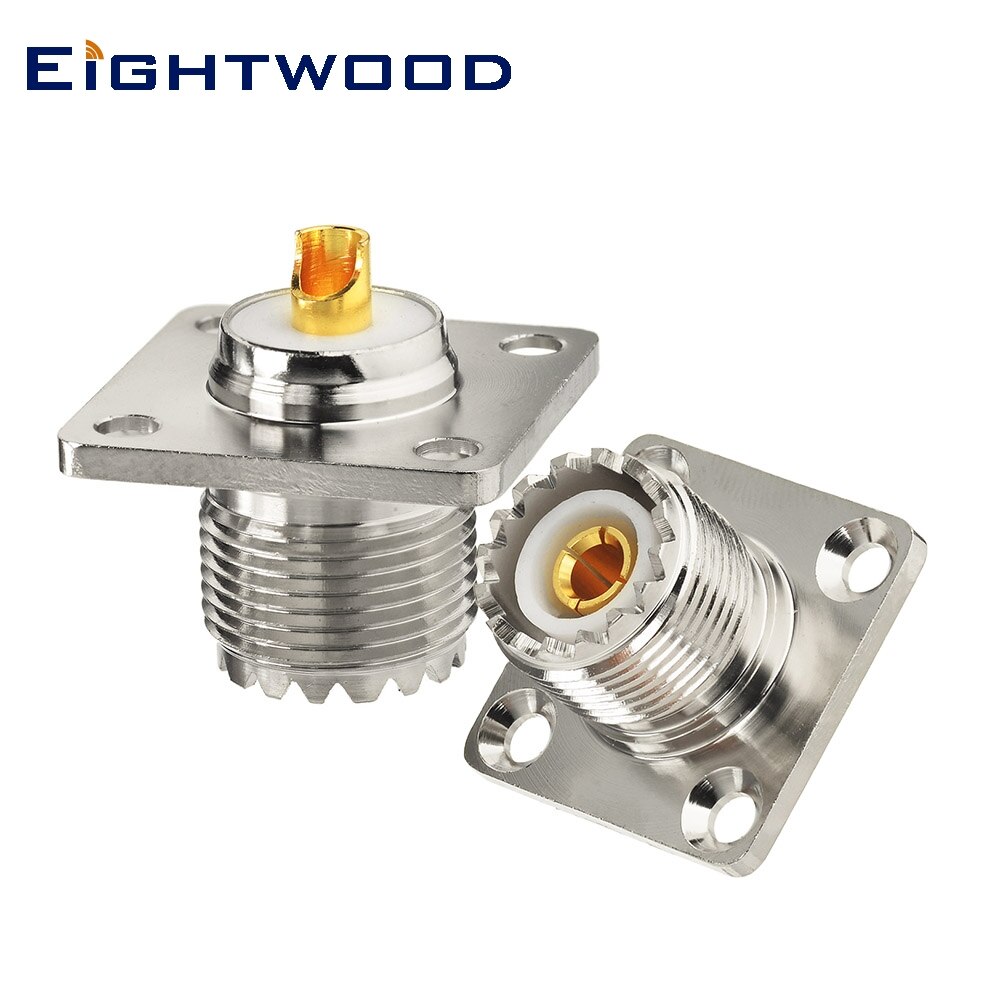 Adaptador de Panel de 4 orificios con conector Coaxial RF hembra UHF/SO239 de eitwood 2 uds., con copa de soldadura para antena, Radio y wifi