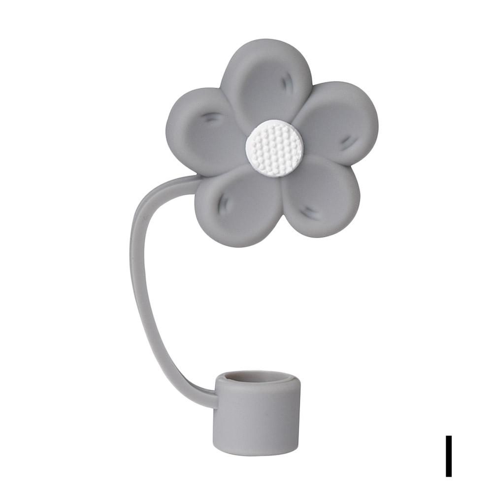 Stroh abdeckung für Stanley Tasse, süßer Stroh deckel, kompatibel mit 30 & 40oz Becher mit Griff, 10mm Silikon blumen stroh abdeckung: Licht Grau