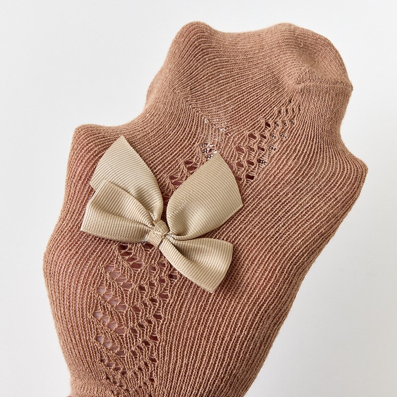 Pantimedias de algodón para niños y niñas, ropa transpirable, suave, con lazo grande, medias bonitas