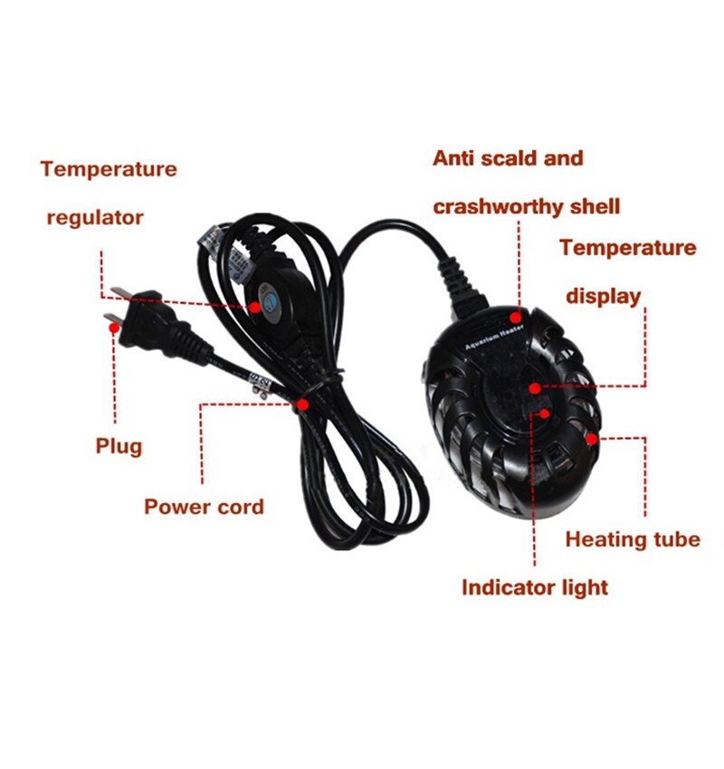 Calentador de agua de acuario de 50 W, controlador de temperatura Digital LED automático para acuario, barras de calentamiento para pecera de tortuga 220-240V